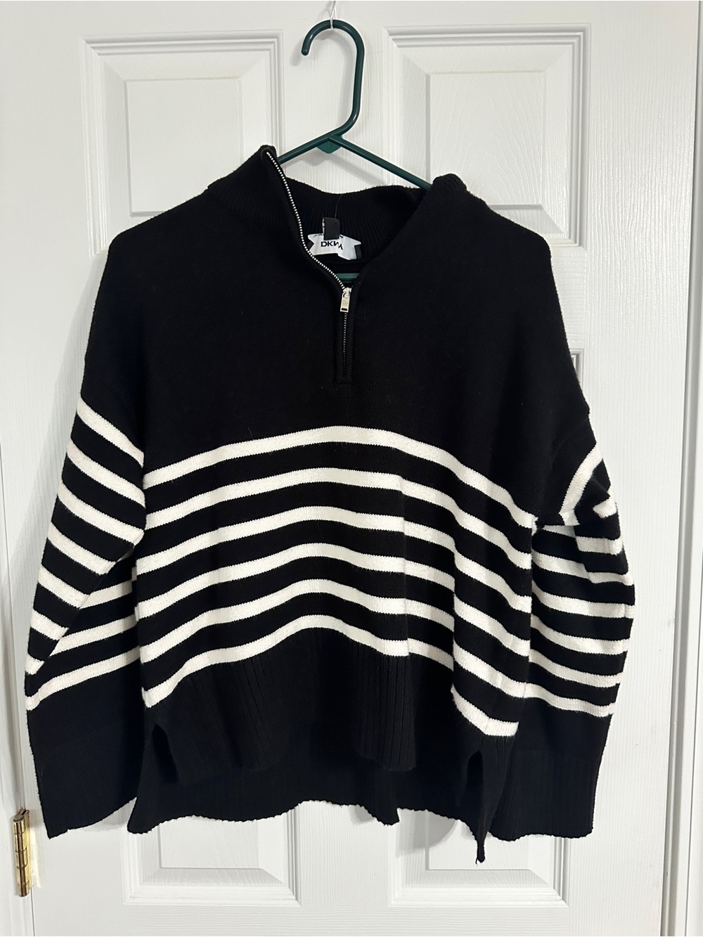 DKNY Black and White Men’s Zip-Front Sweater